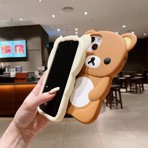 Funda 3d Dibujos Animados Marrón Pequeño Silicona Phone Case