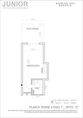 Imagen 11 de 11 de Departamento Monoambiente En Venta En Rosario