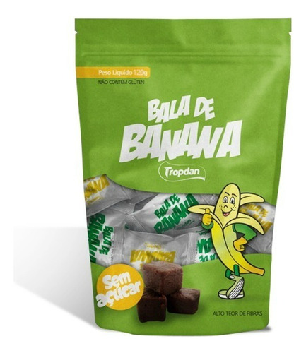 Bala De Banana Sem Açúcar Tropdan Saudável Vegano 120g