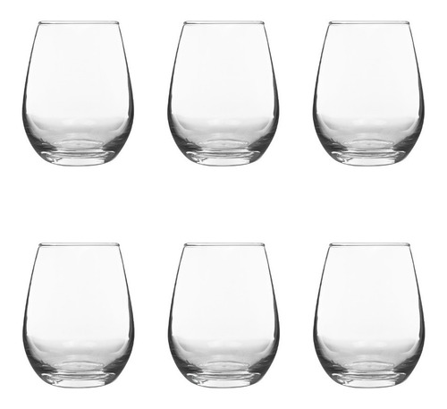 Juego 12 Vasos De Vidrio Soplado Para Vino Agua De 500 Ml Color Transparente