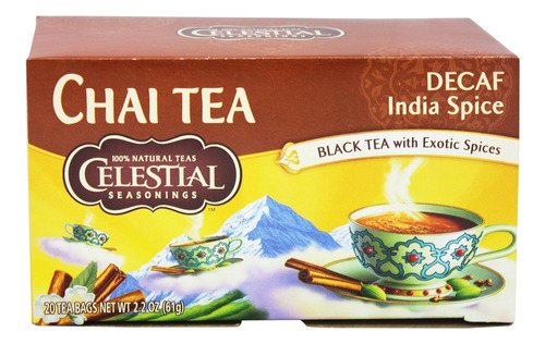 Celestial Seasonings Chai, Original, India Decaf, 20 Bolsas