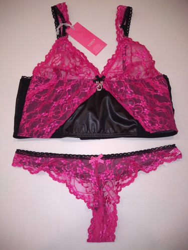 Conjunto Ropa Interior Playboy De Encaje Talle =95