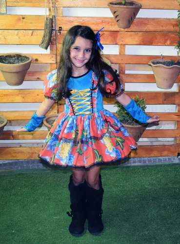 Vestido caipira sales infantil de chita