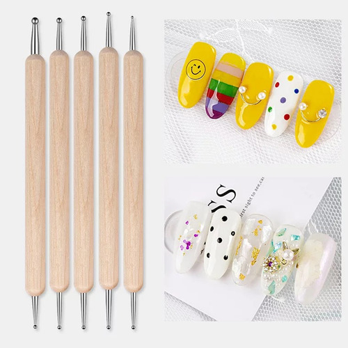 Puntero De Doble Punta De Decoracion Para Uñas Artes 5pcs