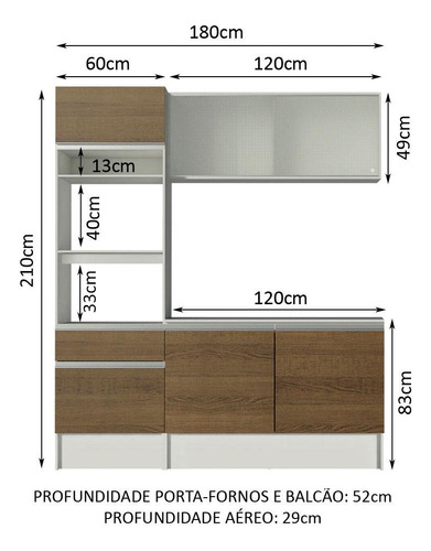 Cocina Integral Completa Modular Madesa Topazio 180cm Mm Color Blanco/Marrón