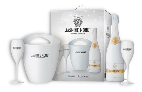 Kit Jasmine Monet White Champagne 750ml + Frapera + 2 Copas