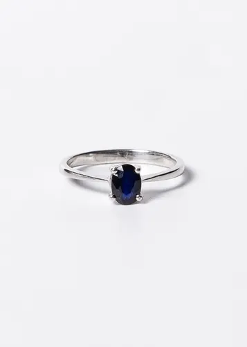 Anillo Piedra Zafiro Ovalada Plata 925 Plateado 17