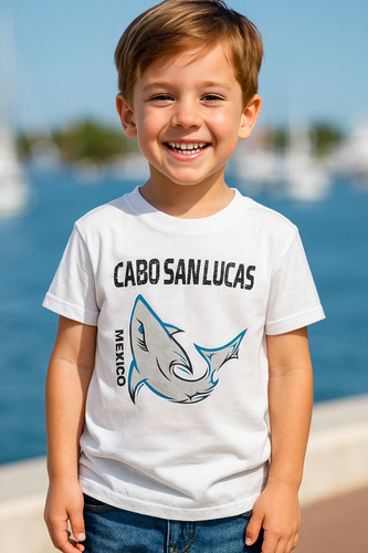 Playera Yazbek Tiburón Marino Niños 100% Algodón