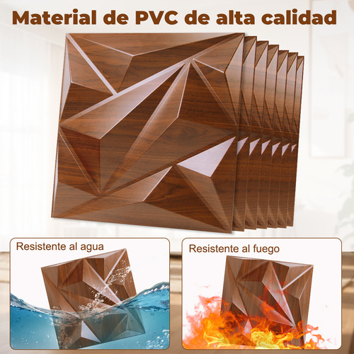 Qianmu 33pcs Paneles Decorativos 3d Para Pared 30x30cm Con Cinta Doble Cara 50m, Decorativos Para Paredes, Ideal Para Decoración De Pared Interiores Paneles Decorativos 3d Pvc Impermeable Caoba (D168)