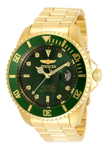 Reloj Invicta 35724 Oro Hombres Automático Color De La Correa Dorado Color Del Bisel Verde Color Del Fondo Verde