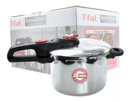  T-Fal Quick & Clean Stainless Steel Pressure Cooker with 5  Safety Systems, 3-Ply Base, 10 Year Warranty, P2530753: Home & Kitchen