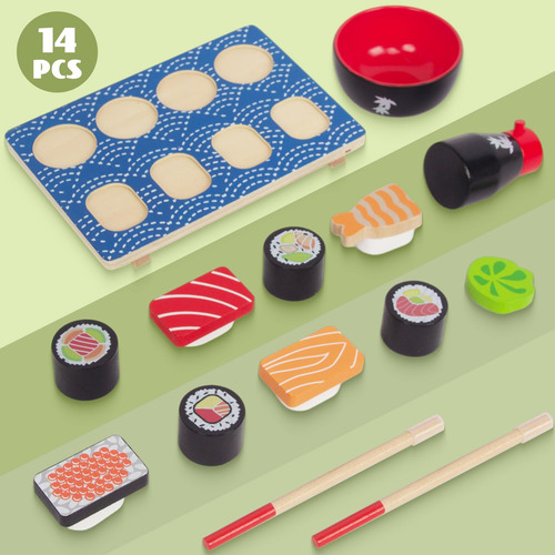 Set De Cocina Para Cortar Sushi De Madera Para Niños Color