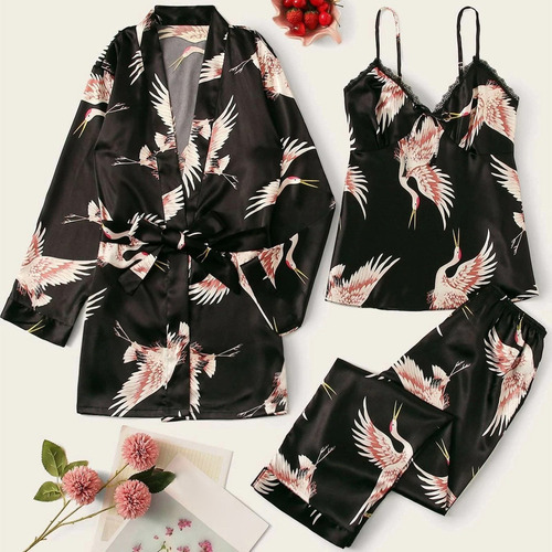 Pijama X Bata De Pijama De Seda Satinada Y259 Unde