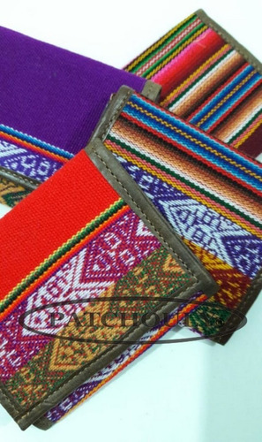 Imagen 6 de 7 de Billetera De Cuero Con Aguayo Tarjetas Reforzada Artesanal