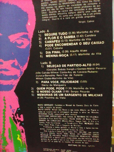 Martinho Da Vila - Memórias De Um - Lp Rca Excelente (Usado)