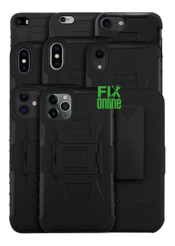 Funda Compatible Con Iphone Uso Rudo Clip Protector Extra Negro Iphone 4