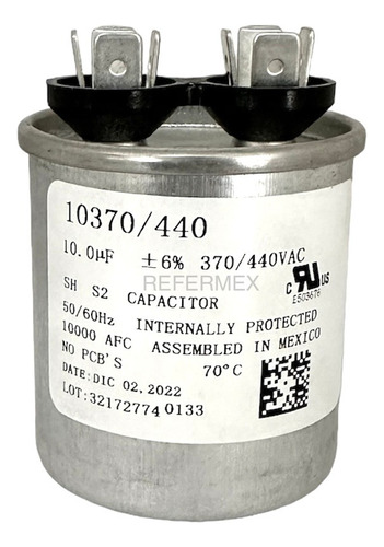 Capacitor 10uf 370vac Lamina De Trabajo Terminal 10mfd 370v