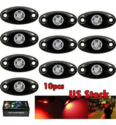 10 X Rojo 2  Cree Led Rock Ligero Jeep Offroad Camión Bajo C