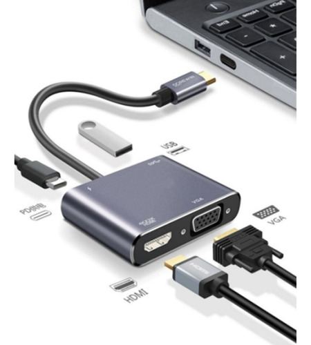 Hub Cable Multiplicador De Puertos 4 En 1 De Tipo C A Usb