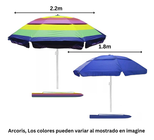 Sombrillas De Playa, Jardín,  De 1.8m Y 2.2m X 2 Piezas