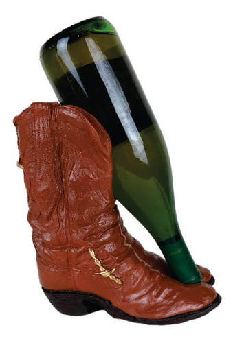 Porta Vinho Par De Botas Cano Alto Rodeio Marrom.