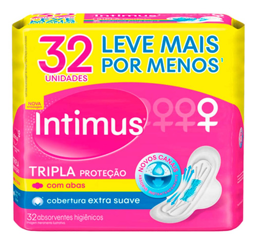 Kit 2 Absorvente Intimus Tripla Proteção C/abas-suave 32 Und
