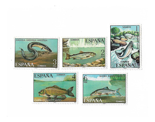  España 1977 Fauna Peces Diversos Serie Mint Compl 2042/46