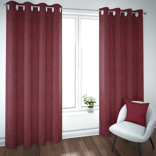 Set De Cortinas Blackout 2 Paños De 140 X 220 Cm Rojo Vino