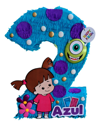 Piñata Premium 70 Cm Número A Elegir (1 Al 9) Personalizada Monster Inc 2