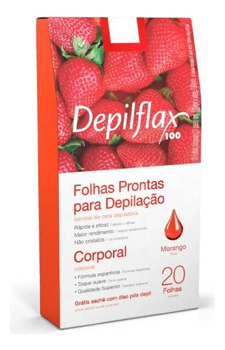 Depilflax Folhas Prontas Corporais C/ 20 Morango - 3 Unidade