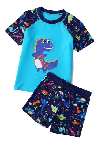 10pz Traje Baño Dinosaurio Niños Con Gafas Y Gorro Natación