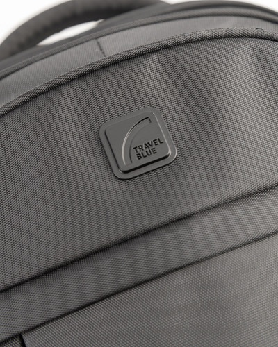Mochila Porta Notebook Urbana Travel Blue Mid City Color Gris Diseño De La Tela Liso