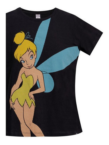 Polera Mujer Tinker Bell Smiling Negro Disney