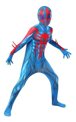 Adulto 2099 Spiderman Azul Traje De Batalla Medias Cosplay20
