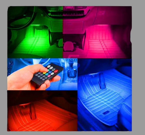 Tiras De Led Para Interior De Auto Rgb Control Remoto 48 Led