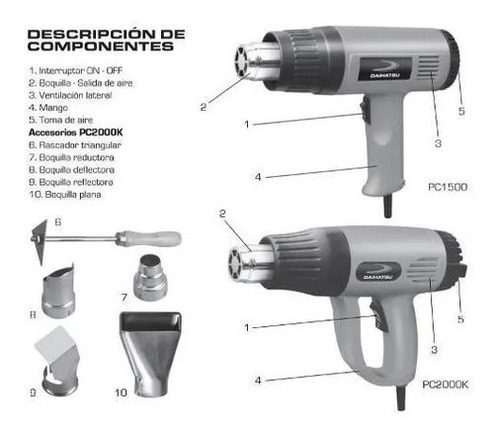 Pistola De Calor Aire Caliente Daihatsu 2000w + Kit