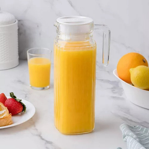 Jarra De Vidro Com Tampa Plástico Suco Água 1 Litro