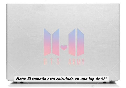 Vinil Sticker Laptop 15cm Bts Army Corazon Tornasol Rosa 31b