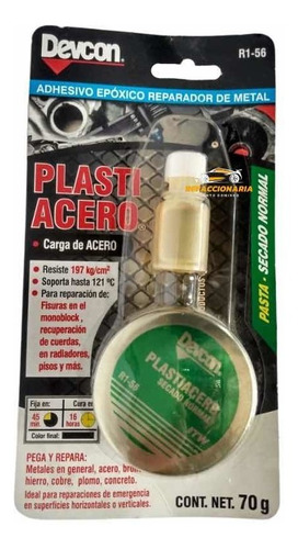 Plastiacero Reparador De Metal Devcon 70g Resistente Al Agua