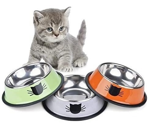 Comedero/platos Para Gatos Acero Inoxidable, Antideslizante