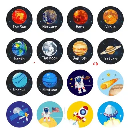 Pegatinas O Sticker Planetas Espaciales (200 Pcs)