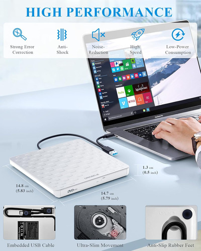 External Cd Dvd Drive For Laptop, Usb 3.0 Type-c Ultra Sl...