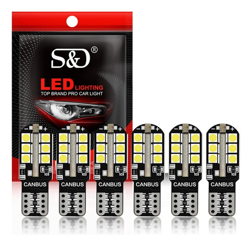 Kit (6) Ampolletas Luces Led  T10 - W5w Cola De Pescado 5w