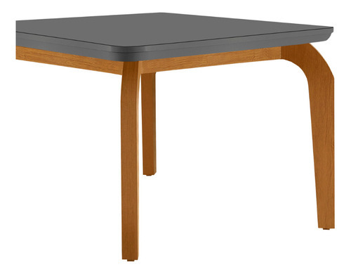 Mesa de comedor Liz de 180 cm en MDF y vidrio con forma de copa en las esquinas, color grafito, imbuia o serig. Grafito
