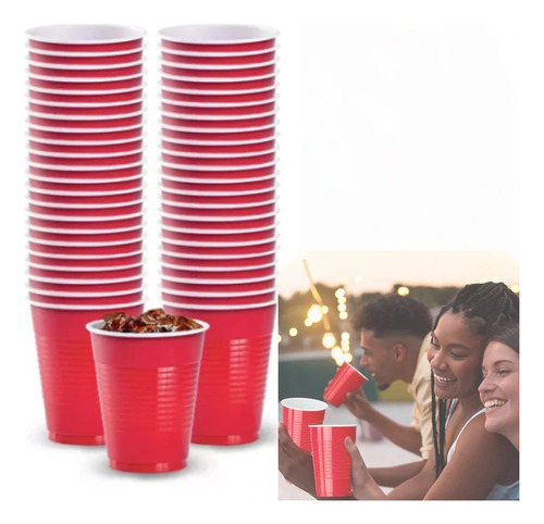 . 50 Vasos Desechable Plástico Bicolor Prémium Eventos