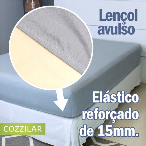 Lençol Avulso King Cozzilar Com Elástico Em Tecido 100% Liso Cor Cinza