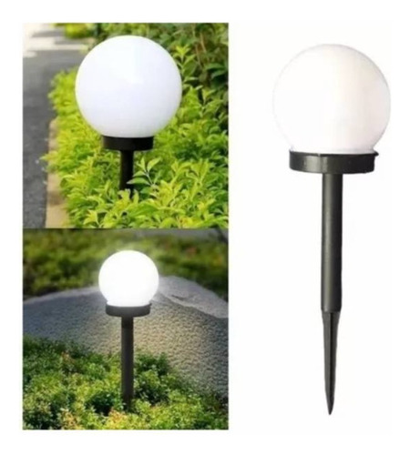 Pack 3 Foco Estaca Led Solar Tipo Globo Jardín