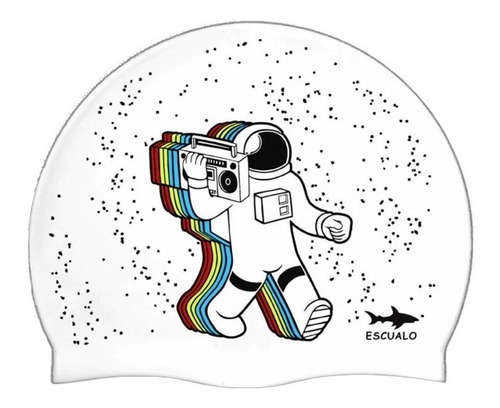 Gorra Natacion Escualo Modelo Astronauta Color Blanco Diseño de la tela Estampado Talla unitalla