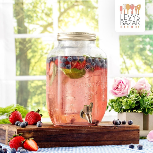 Imagen 7 de 9 de Dispenser Frasco Con Canilla Vidrio De 8 Litros Bebidas Jugo