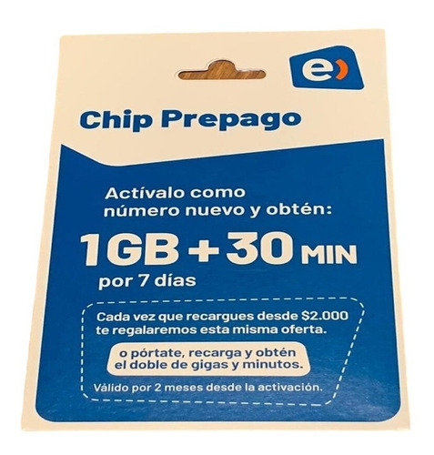 Chip Entel 1gb 30 Minutos Pack 100 Unidades